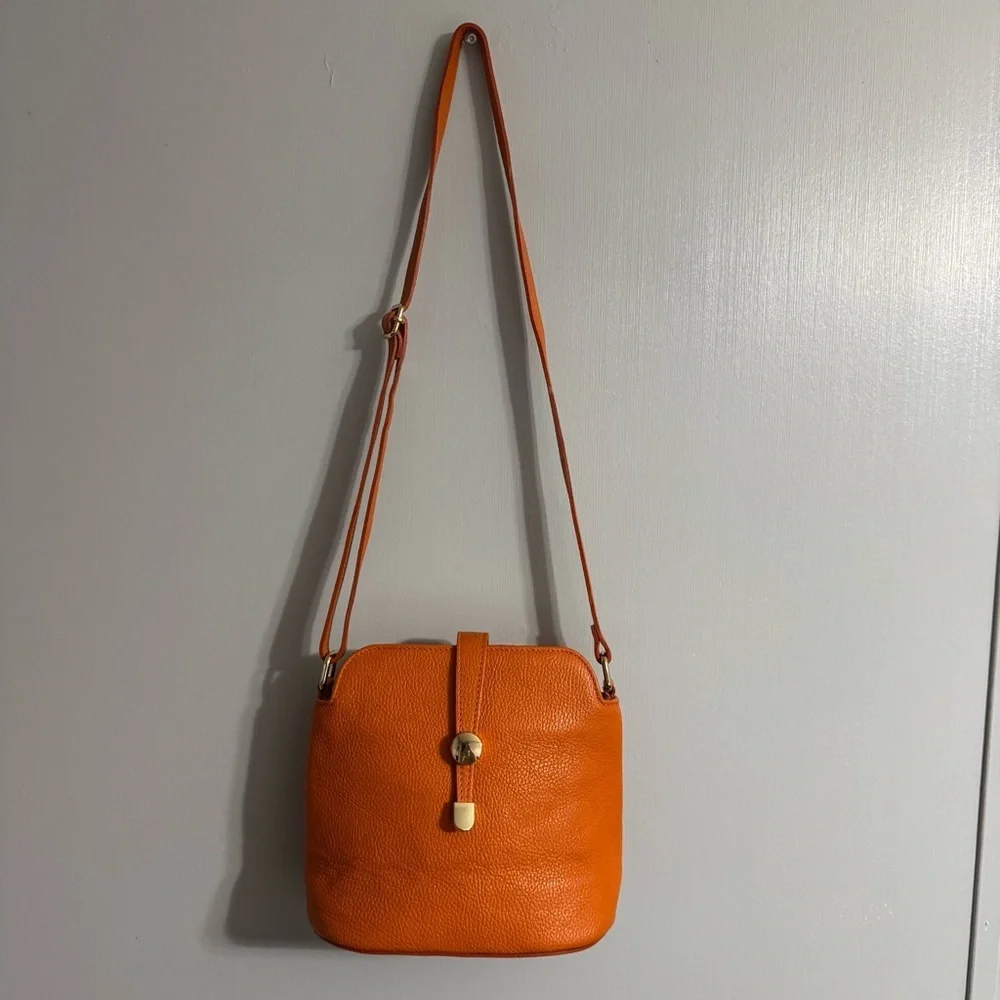 TANO Orange Italian Leather Crossbody Bag - Picture 1 of 15